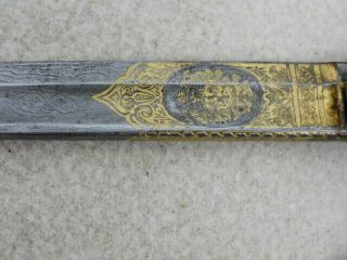 RARE STUNNING WW 1 IMPERIAL GERMAN OFFICERS DAMASCUS SWORD WITH GOLD ENGRAVING 3