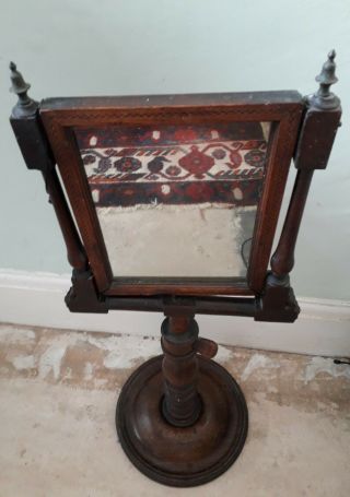 Antique Victorian Mahogany Wood Freestanding Shaving Swivel/swing Mirror 63.  5cm