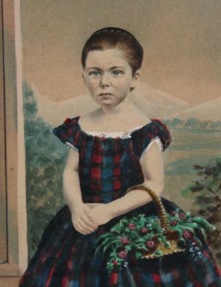 19thC Antique Whitehurst Civil War Period Hand - Painted Photograph Little Girl NR 4