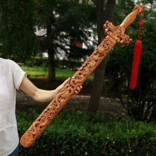 40 " Length Nine Dragon Wooden Carved Sword Peach Wood Dragon Decor & Shipp