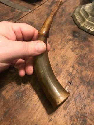 Revolutionary War 18th Century Wonderful Carved Tip Spout 5 Inch Priming Horn