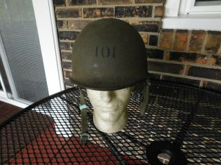 Vietnam War 101st M1 Helmet With 1965 Liner Rear Seam Swivel T1