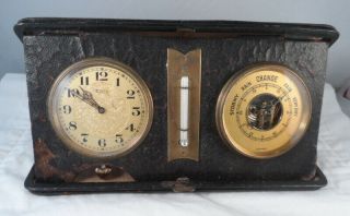Vintage Concord Watch Co 8 Day Travel Clock 15 Jewel & Weather Station