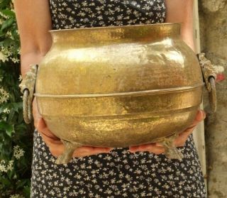 Vintage Big Brass Planter Garden Pot.