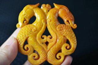 Exquisite Chinese Old Jade Carved Two - Sided Dragon Lucky Pendant Y2