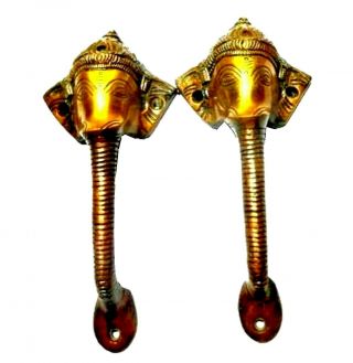 Crown Ganesha Shape Vintage Antique Style Handmade Brass Door Pull Handle Knobs