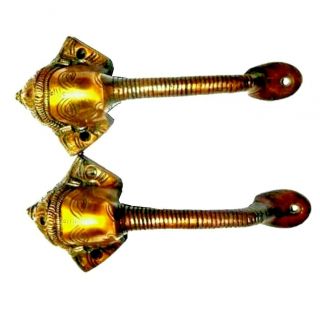 Crown Ganesha Shape Vintage Antique Style Handmade Brass Door Pull Handle Knobs 2