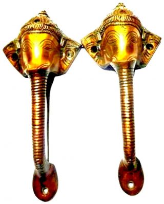 Crown Ganesha Shape Vintage Antique Style Handmade Brass Door Pull Handle Knobs 3