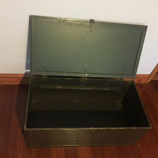 Military Foot locker.  Storage Trunk.  Army,  Marines.  OD Green 1991 7
