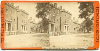 General Robert E.  Lee House Franklin St Richmond Virginia 1860s Stereoview Photo