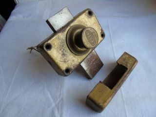 French Vintage Iron Brass Door Lock With Key,  Receiver Solid Hardware