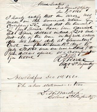 1860,  General Richard A.  Pierce,  Colonel David Wardrop,  Signed Document Group