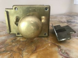Antique Corbin Solid Brass Exterior Door Lock With Key And Striker Plate 1900