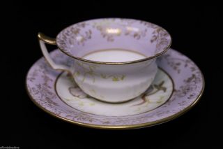 Early Gorgeous Wedgwood Hand Painted Morning Glory Porcelain Cup and Saucer 3