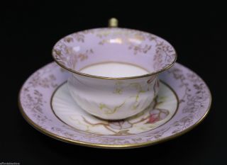 Early Gorgeous Wedgwood Hand Painted Morning Glory Porcelain Cup and Saucer 4