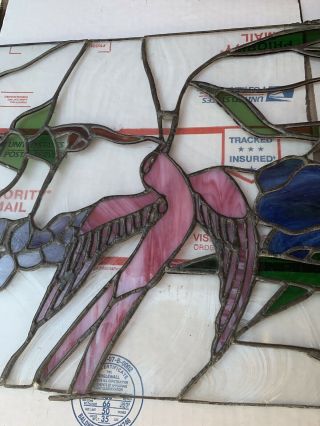 Vtg Leaded Stained Glass Hummingbird 7