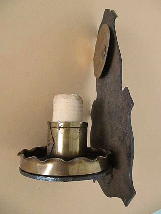 VINTAGE SPANISH REVIVAL IRON BRASS WALL MOUNT LIGHT SCONCE 1930 ' S 3