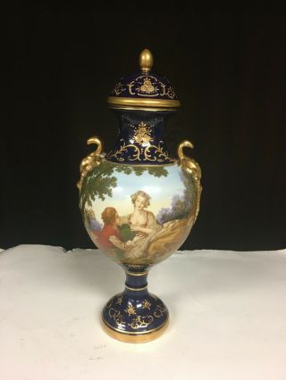 Francois Boucher Porcelain Sevres Style Lidded Urn,  Vase