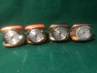 (4) Vintage Travel Ben Westclox Travel Wind Up Alarm Clocks Glow Dial Parts