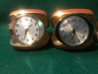 (4) Vintage Travel Ben Westclox Travel Wind Up Alarm Clocks Glow Dial Parts 2
