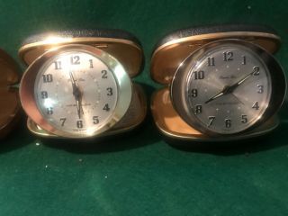 (4) Vintage Travel Ben Westclox Travel Wind Up Alarm Clocks Glow Dial Parts 3