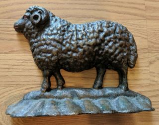 Antique Sheep Ram Doorstop Cast Brass Or Bronze 19th Century Victorian