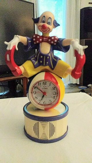 Vintage Talking Alarm Clown Clock Jinmei Circus Made In Japan