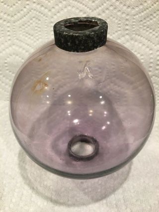 Vintage Clear Amethyst Purple Glass Lightning Rod Ball Globe Marked K Kress