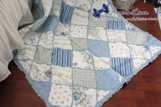 Annie Blue Patchwork Sofa/chair/bed Throw/blanket Made With Laura Ashley Fabric