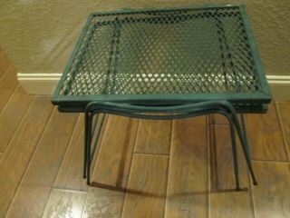 2 Vintage Stacking Nest Side Tables Metal Wrought Iron Wire Mesh Outdoor Patio 3