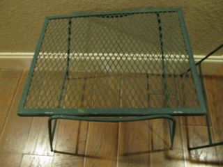 2 Vintage Stacking Nest Side Tables Metal Wrought Iron Wire Mesh Outdoor Patio 4