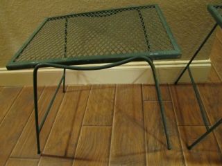 2 Vintage Stacking Nest Side Tables Metal Wrought Iron Wire Mesh Outdoor Patio 5