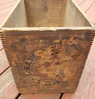 RARE Antique Wooden Advertising Box Drawing - Room Tea c1904 Finger Jointed 7