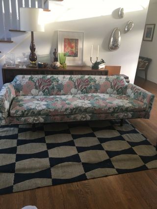 Dunbar Sofa Curved Back Edward Wormley Wood Braced Legs Mid Century