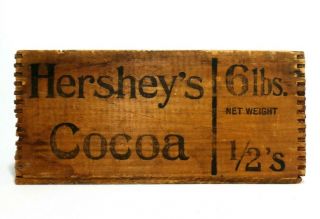 HERSHEY ' S 6 LB CHOCOLATE & COCOA EARLY 20TH C VINT WOOD BOX CRATE W/INK STAMPING 2
