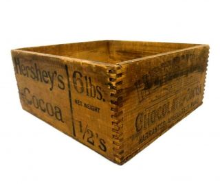 HERSHEY ' S 6 LB CHOCOLATE & COCOA EARLY 20TH C VINT WOOD BOX CRATE W/INK STAMPING 3