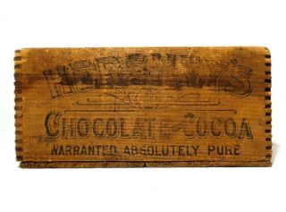 HERSHEY ' S 6 LB CHOCOLATE & COCOA EARLY 20TH C VINT WOOD BOX CRATE W/INK STAMPING 7