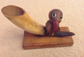 Vintage Nut Bird Art Deco Nutbird Horn Wood Glass Phenolic Bakelite