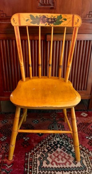 Antique American Painted Spindle Back Fancy Windsor Chair C 1830 - 1850 34.  25” H