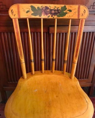 Antique American Painted Spindle Back Fancy Windsor Chair c 1830 - 1850 34.  25” H 2