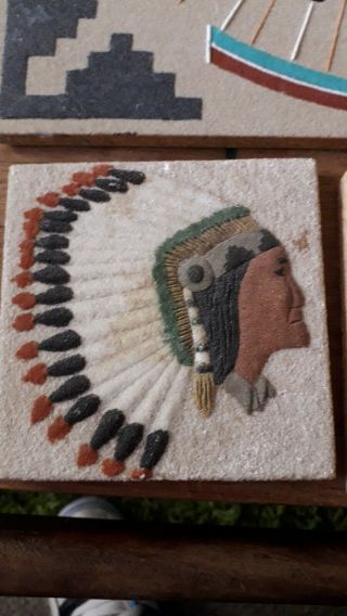 Navajo Native American Indian Sand Painting Art Healing Ceremony Signed