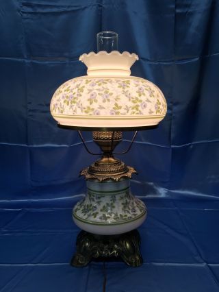 Vintage Gone With The Wind Gwtw Hurricane Lamp Antique Electric Green