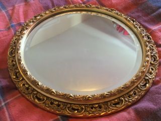 Vintage Giltl Framed Round Bevel Edge Mirror