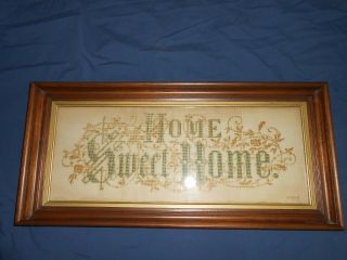 Antique Punch Paper Sampler Home Sweet Home Antique Walnut Frame