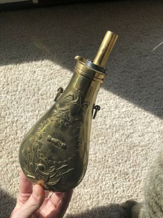 Collectable Antique Brass Gun Powder Flask Loader,  Civil War Era