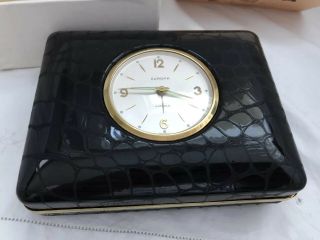 Vintage Nos Germany Europa Uhren Black 2 Jewel Alarm Clock Jewelry Valet Box
