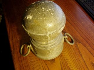 Antique Hitching Post Top Old 5 " Cannon Ball Top 2 Hitching Rings Fits 4 " Post