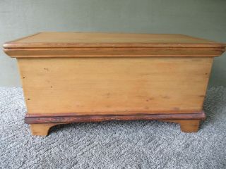 Antique Box Chest,  Poplar & Pine Wood 21 - 1/2  Long,  Square Nails,  Bracket Feet