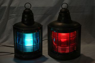 Antique Port & Starboard Nautical Boat Ship Oil Lanterns converted electricity 2