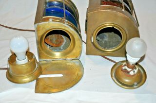 Antique Port & Starboard Nautical Boat Ship Oil Lanterns converted electricity 8